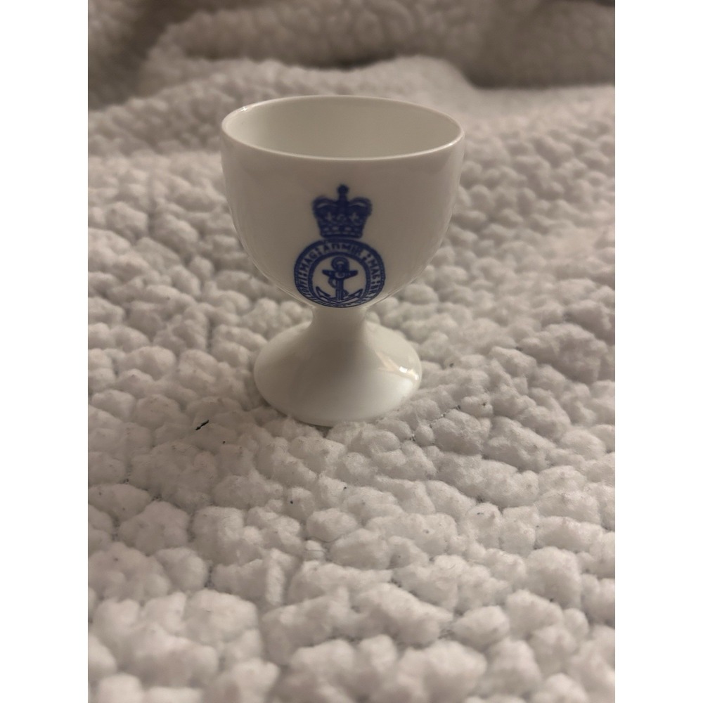 Vintage 1957 Coalport bone‎ china egg cup British Royal Navy crest